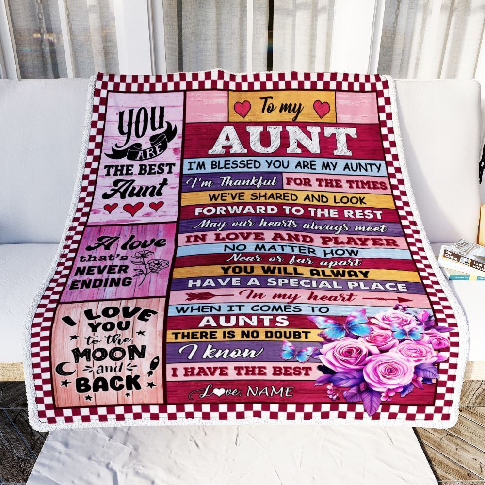 Personalized To My Aunt Blanket From Niece Nephew Wood I Am Blessed You Are, Mother's Day Blanket, Mothers Day Birthday Gifts For Mom