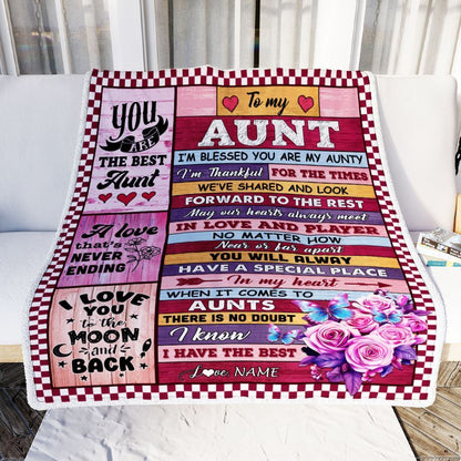 Personalized To My Aunt Blanket From Niece Nephew Wood I Am Blessed You Are, Mother's Day Blanket, Mothers Day Birthday Gifts For Mom