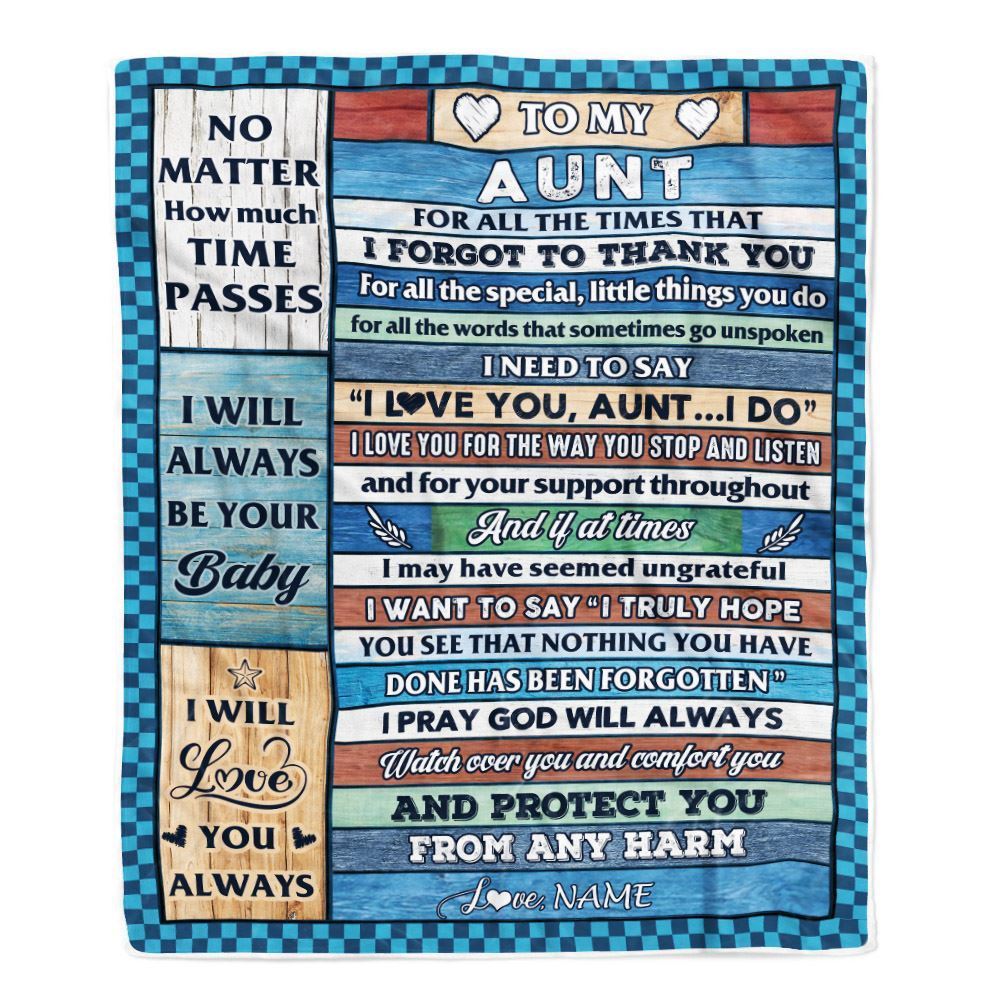 Personalized To My Aunt Blanket From Niece Nephew Wood I Love You Thank You, Mother's Day Blanket, Mothers Day Birthday Gifts For Mom