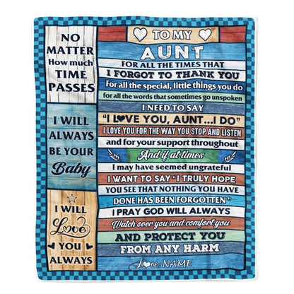 Personalized To My Aunt Blanket From Niece Nephew Wood I Love You Thank You, Mother's Day Blanket, Mothers Day Birthday Gifts For Mom