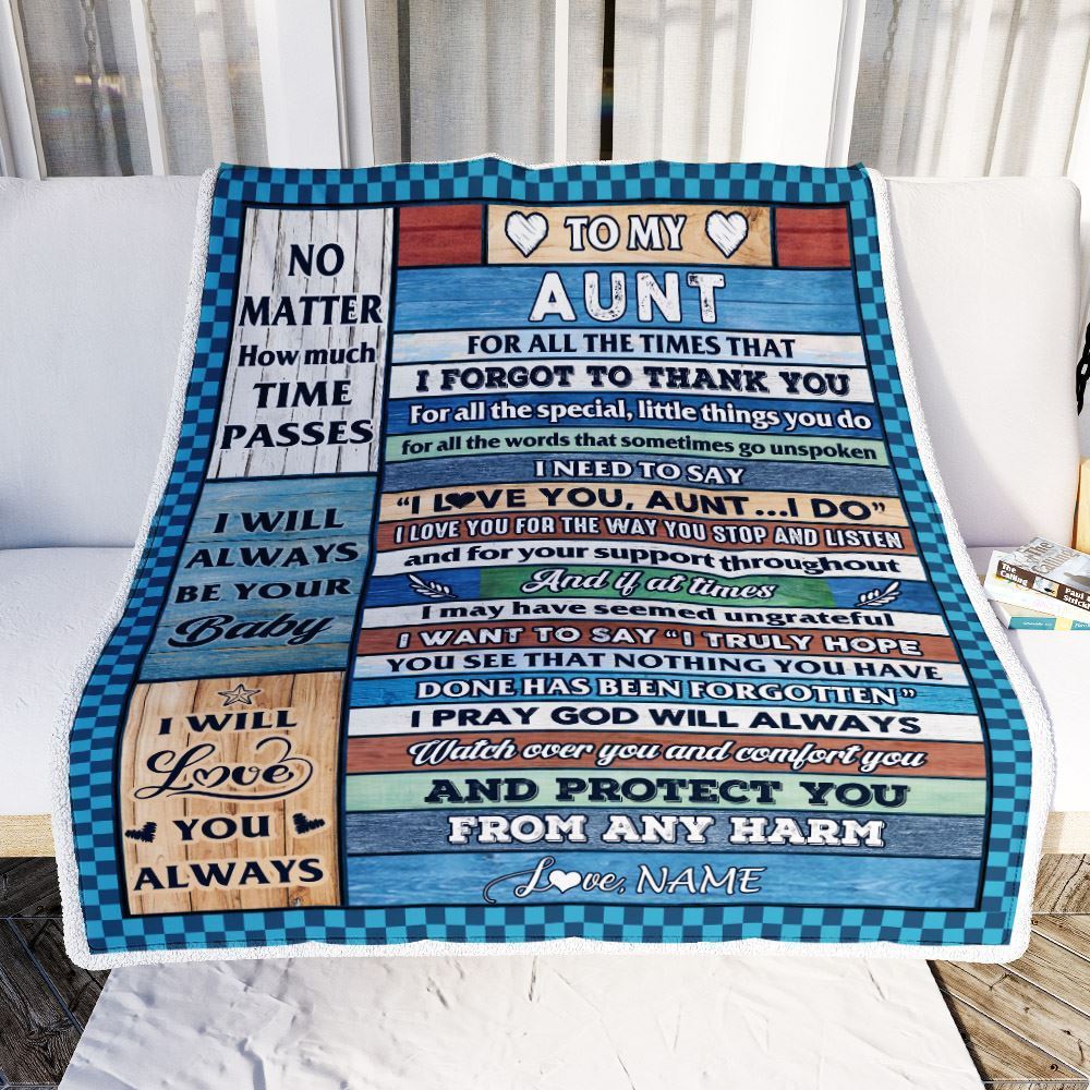 Personalized To My Aunt Blanket From Niece Nephew Wood I Love You Thank You, Mother's Day Blanket, Mothers Day Birthday Gifts For Mom