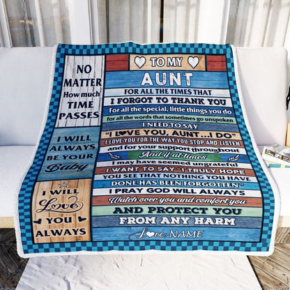Personalized To My Aunt Blanket From Niece Nephew Wood I Love You Thank You, Mother's Day Blanket, Mothers Day Birthday Gifts For Mom