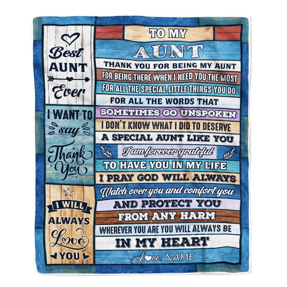 Personalized To My Aunt Blanket From Niece Nephew Wood Thank You For Being, Mother's Day Blanket, Mothers Day Birthday Gifts For Mom