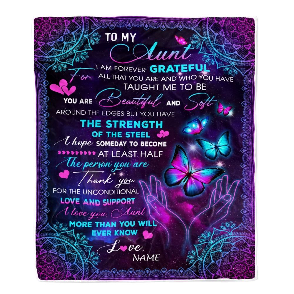 Personalized To My Aunt Blanket From Niece Nephew You Are Beautiful Butterfly, Mother's Day Blanket, Mothers Day Birthday Gifts For Mom
