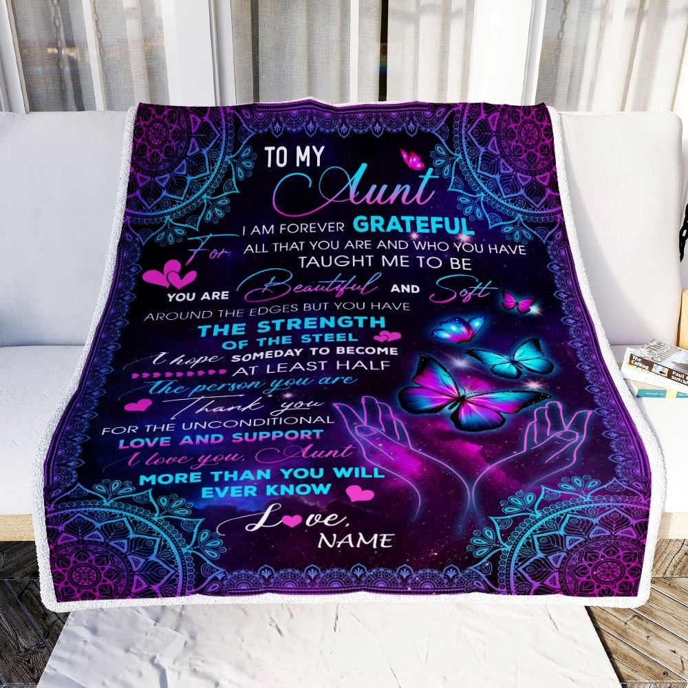 Personalized To My Aunt Blanket From Niece Nephew You Are Beautiful Butterfly, Mother's Day Blanket, Mothers Day Birthday Gifts For Mom