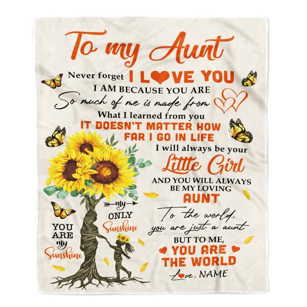 Personalized To My Aunt Blanket From Niece Sunflower Never Forget I Love You, Mother's Day Blanket, Mothers Day Birthday Gifts For Mom