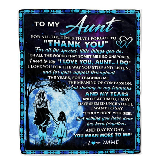 Personalized To My Aunt Blanket From Niece Thank You Day By Day, Mother's Day Blanket, Mothers Day Birthday Gifts For Mom