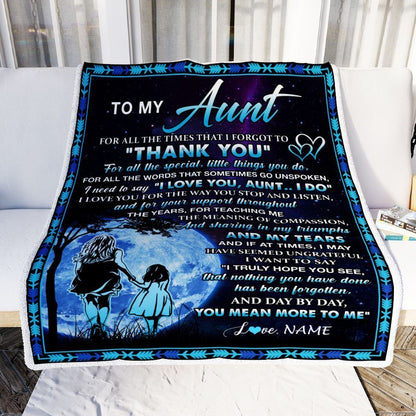 Personalized To My Aunt Blanket From Niece Thank You Day By Day, Mother's Day Blanket, Mothers Day Birthday Gifts For Mom
