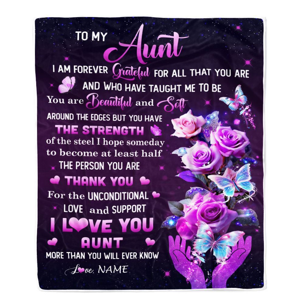 Personalized To My Aunt Blanket From Niece Thank You For Love Butterfly, Mother's Day Blanket, Mothers Day Birthday Gifts For Mom
