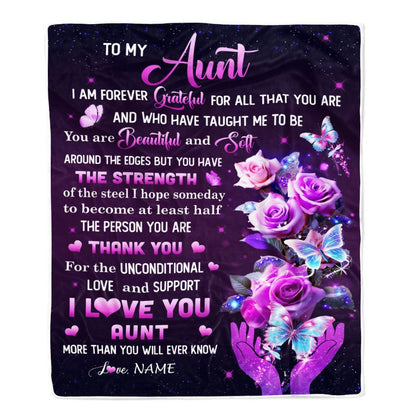 Personalized To My Aunt Blanket From Niece Thank You For Love Butterfly, Mother's Day Blanket, Mothers Day Birthday Gifts For Mom