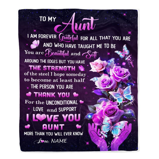 Personalized To My Aunt Blanket From Niece Thank You For Love Butterfly, Mother's Day Blanket, Mothers Day Birthday Gifts For Mom