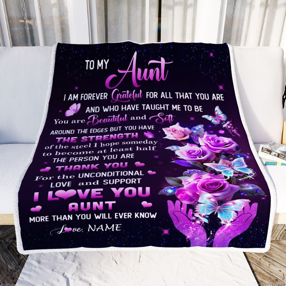 Personalized To My Aunt Blanket From Niece Thank You For Love Butterfly, Mother's Day Blanket, Mothers Day Birthday Gifts For Mom