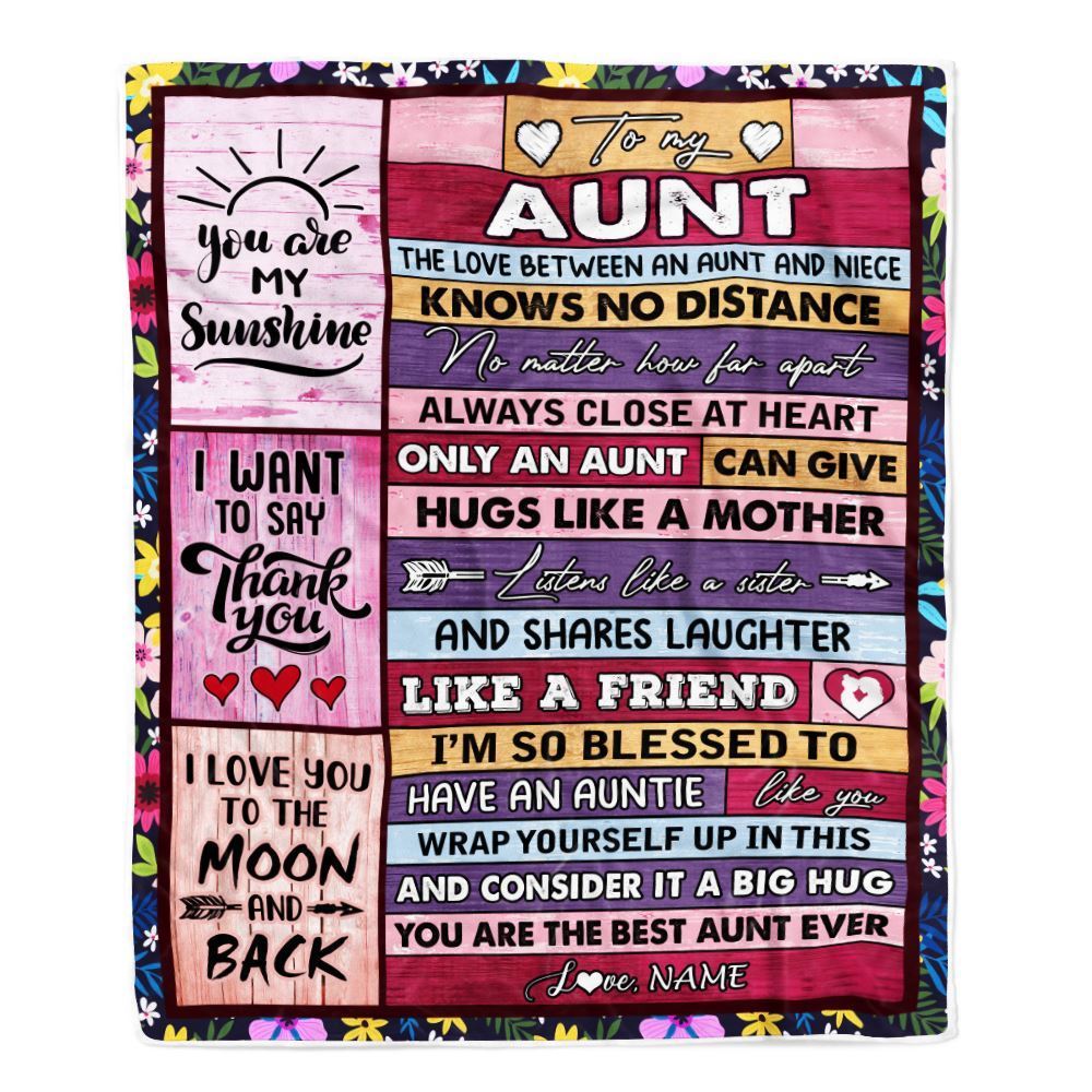 Personalized To My Aunt Blanket From Niece Wood The Love Between An Aunt And Niece, Mother's Day Blanket, Mothers Day Birthday Gifts For Mom