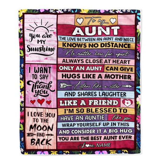Personalized To My Aunt Blanket From Niece Wood The Love Between An Aunt And Niece, Mother's Day Blanket, Mothers Day Birthday Gifts For Mom
