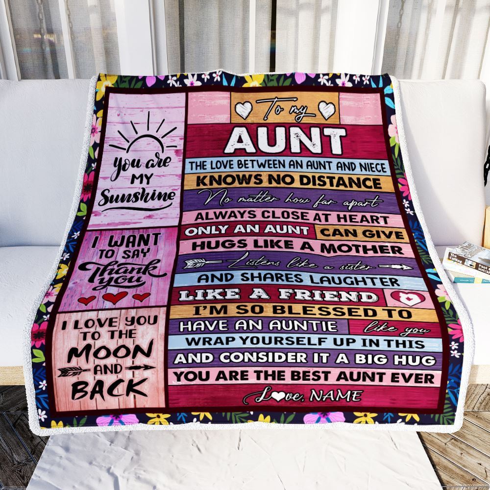 Personalized To My Aunt Blanket From Niece Wood The Love Between An Aunt And Niece, Mother's Day Blanket, Mothers Day Birthday Gifts For Mom
