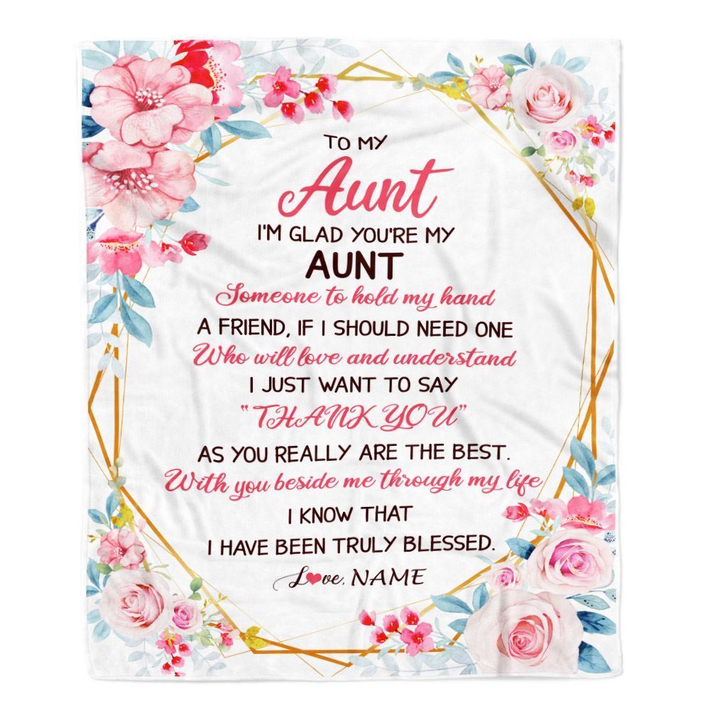 Personalized To My Aunt Blanket from Niece Nephew Floral I'm Glad You're My, Mother's Day Blanket, Mothers Day Birthday Gifts For Mom