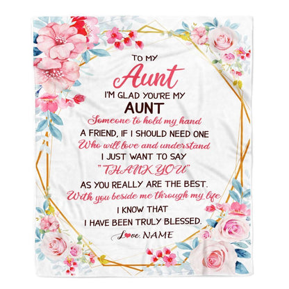 Personalized To My Aunt Blanket from Niece Nephew Floral I'm Glad You're My, Mother's Day Blanket, Mothers Day Birthday Gifts For Mom
