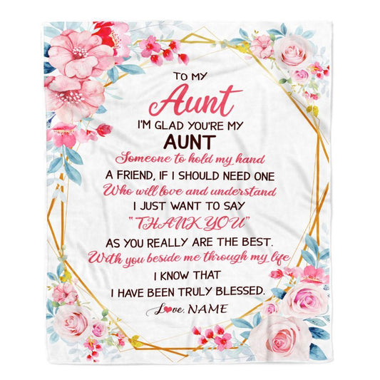 Personalized To My Aunt Blanket from Niece Nephew Floral I'm Glad You're My, Mother's Day Blanket, Mothers Day Birthday Gifts For Mom