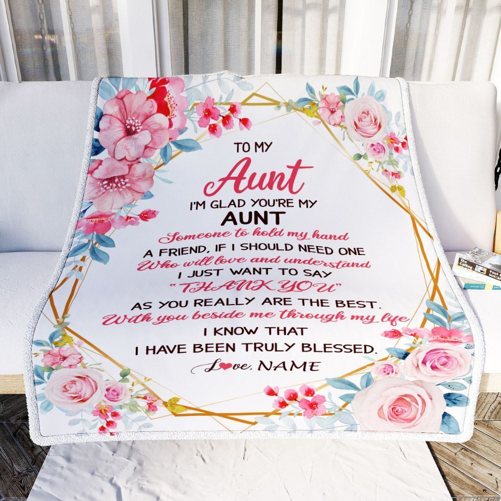 Personalized To My Aunt Blanket from Niece Nephew Floral I'm Glad You're My, Mother's Day Blanket, Mothers Day Birthday Gifts For Mom