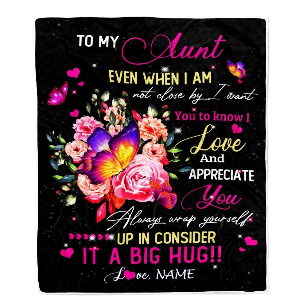 Personalized To My Aunt From Niece Nephew Blanket It A Big Hug I Love You, Mother's Day Blanket, Mothers Day Birthday Gifts For Mom