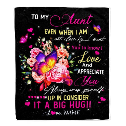 Personalized To My Aunt From Niece Nephew Blanket It A Big Hug I Love You, Mother's Day Blanket, Mothers Day Birthday Gifts For Mom