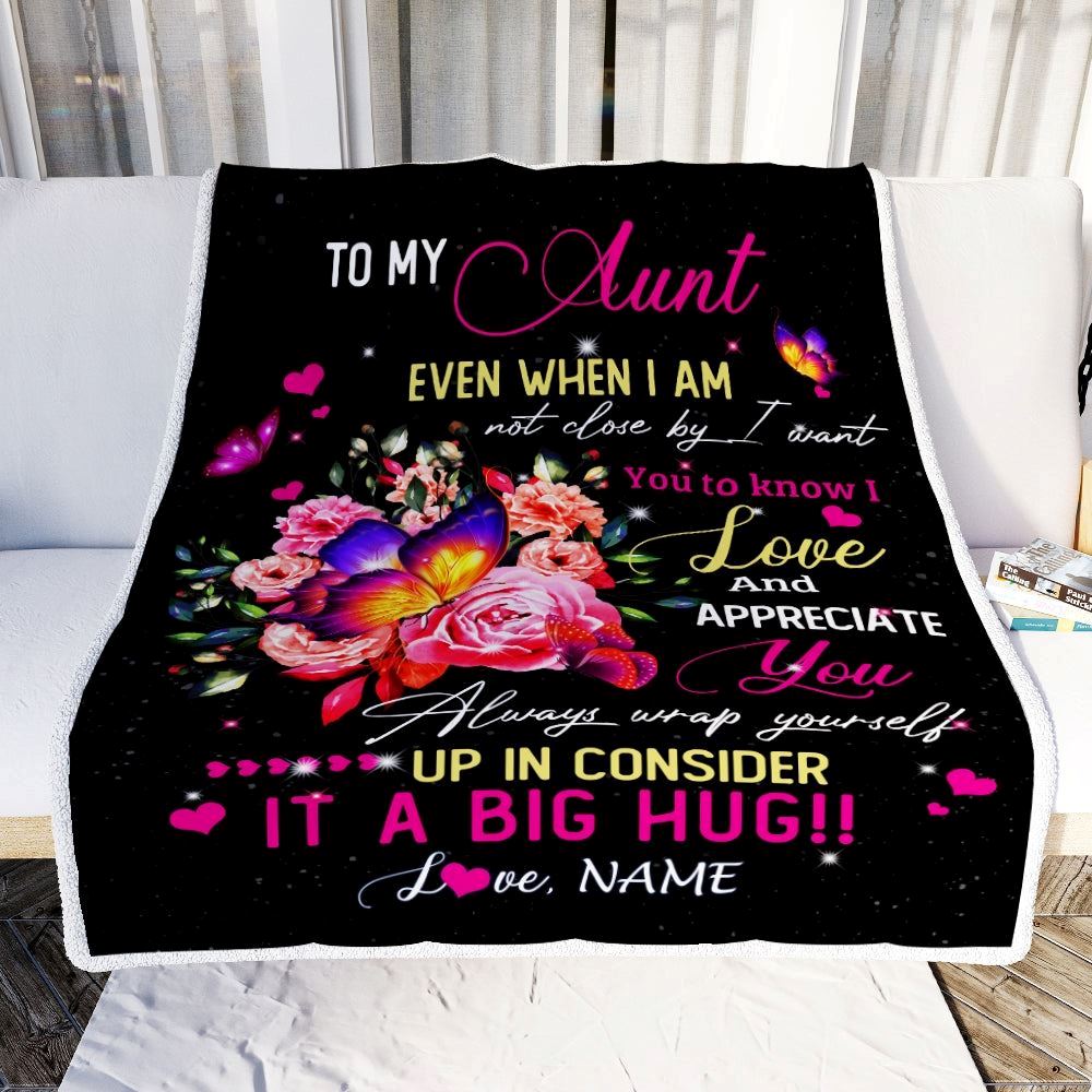 Personalized To My Aunt From Niece Nephew Blanket It A Big Hug I Love You, Mother's Day Blanket, Mothers Day Birthday Gifts For Mom