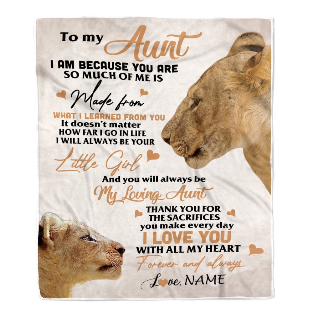 Personalized To My Aunt from Niece Lion I Love You With All My Heart Mockup, Mother's Day Blanket, Mothers Day Birthday Gifts For Mom