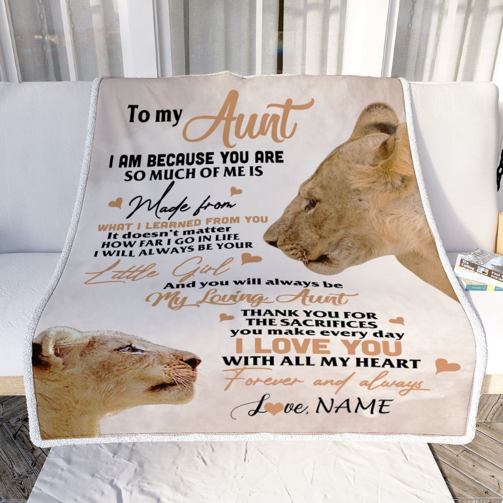 Personalized To My Aunt from Niece Lion I Love You With All My Heart Mockup, Mother's Day Blanket, Mothers Day Birthday Gifts For Mom