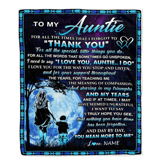 Personalized To My Auntie Blanket From Nephew Thank You Day By Day, Mother's Day Blanket, Mothers Day Birthday Gifts For Mom
