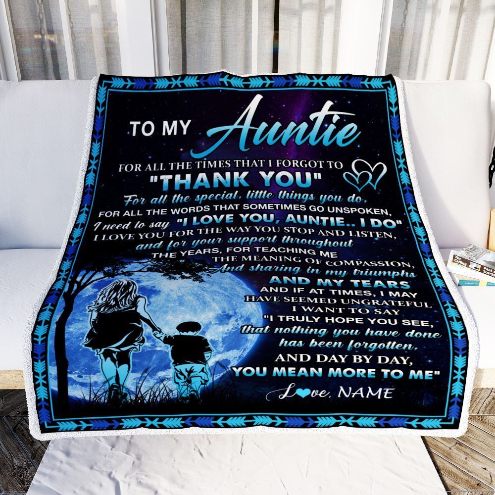 Personalized To My Auntie Blanket From Nephew Thank You Day By Day, Mother's Day Blanket, Mothers Day Birthday Gifts For Mom