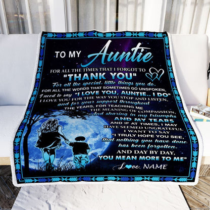 Personalized To My Auntie Blanket From Nephew Thank You Day By Day, Mother's Day Blanket, Mothers Day Birthday Gifts For Mom