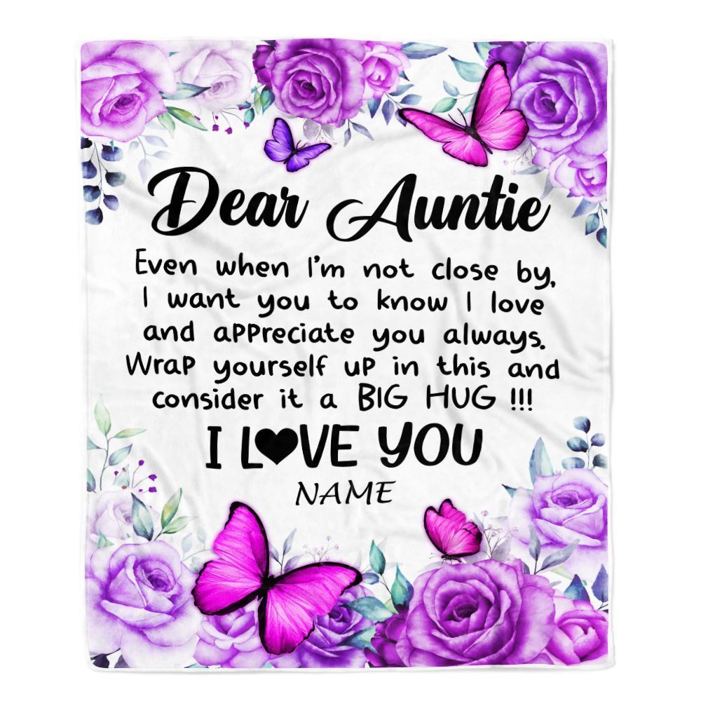 Personalized To My Auntie Blanket From Niece Nephew Butterfly Love And Appreciate, Mother's Day Blanket, Mothers Day Birthday Gifts For Mom