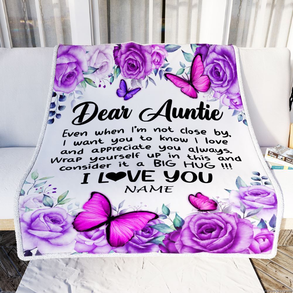 Personalized To My Auntie Blanket From Niece Nephew Butterfly Love And Appreciate, Mother's Day Blanket, Mothers Day Birthday Gifts For Mom