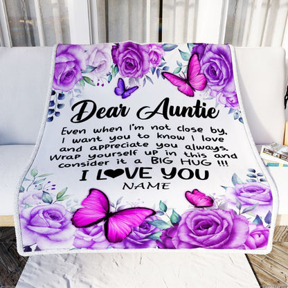 Personalized To My Auntie Blanket From Niece Nephew Butterfly Love And Appreciate, Mother's Day Blanket, Mothers Day Birthday Gifts For Mom