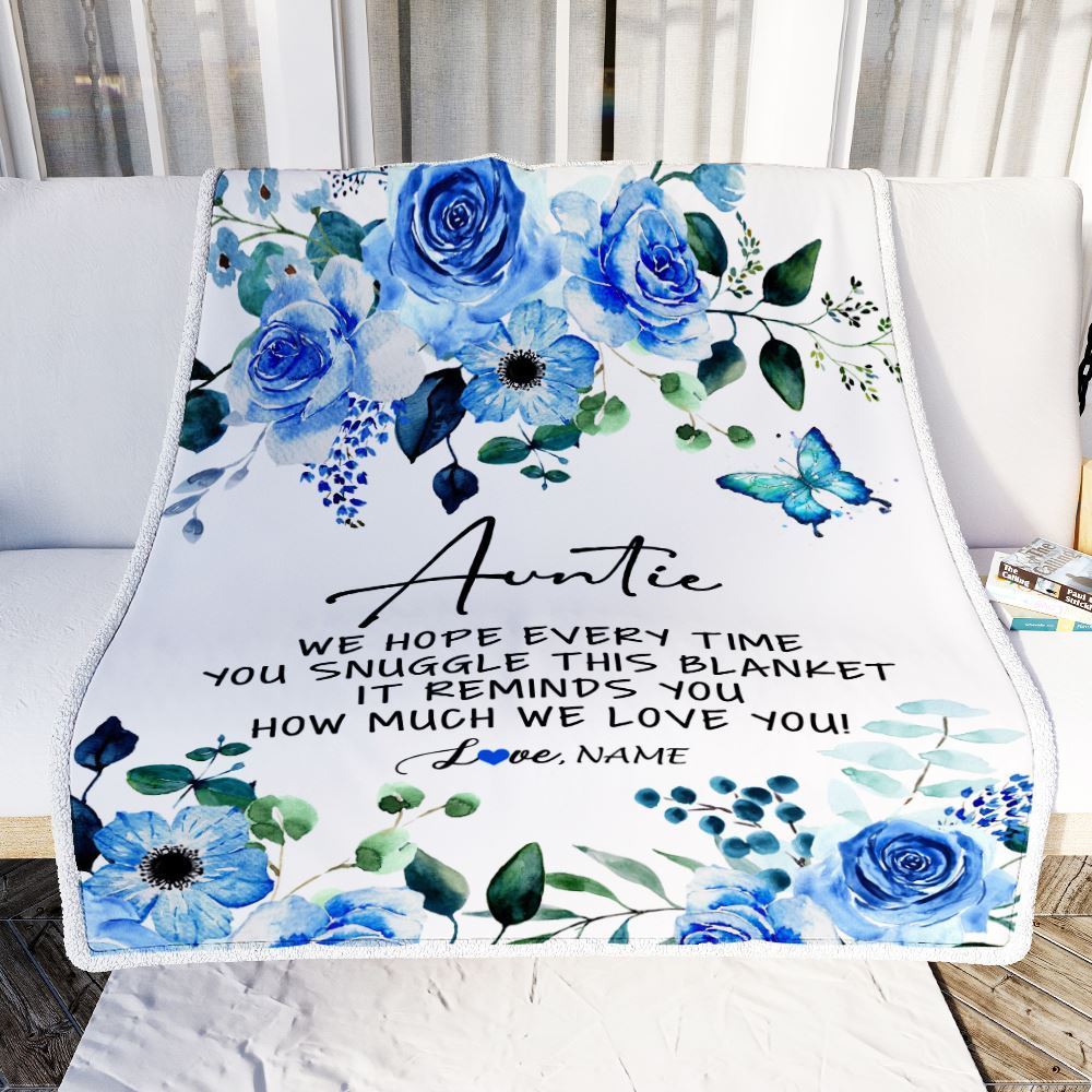 Personalized To My Auntie Blanket From Niece Nephew Floral How Much We Love You, Mother's Day Blanket, Mothers Day Birthday Gifts For Mom