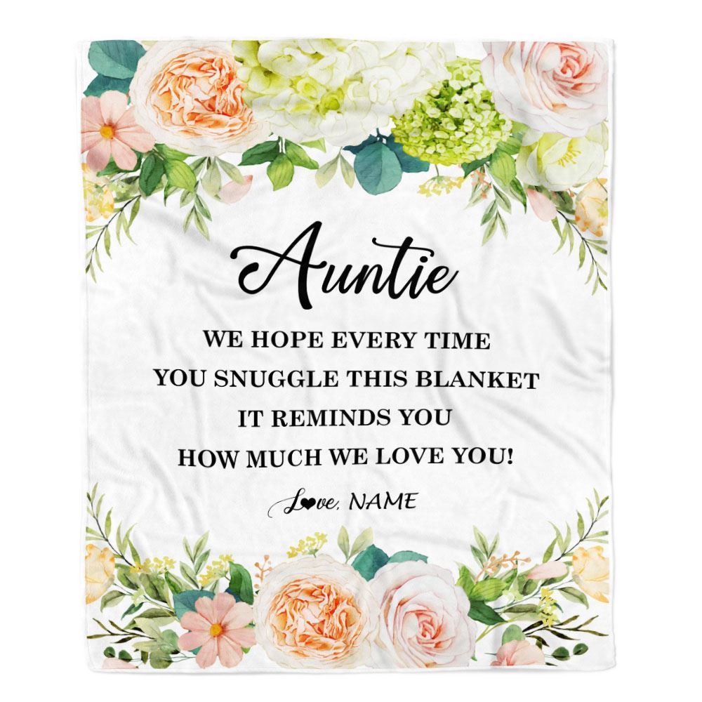 Personalized To My Auntie Blanket From Niece Nephew How Much We Love You Flower, Mother's Day Blanket, Mothers Day Birthday Gifts For Mom