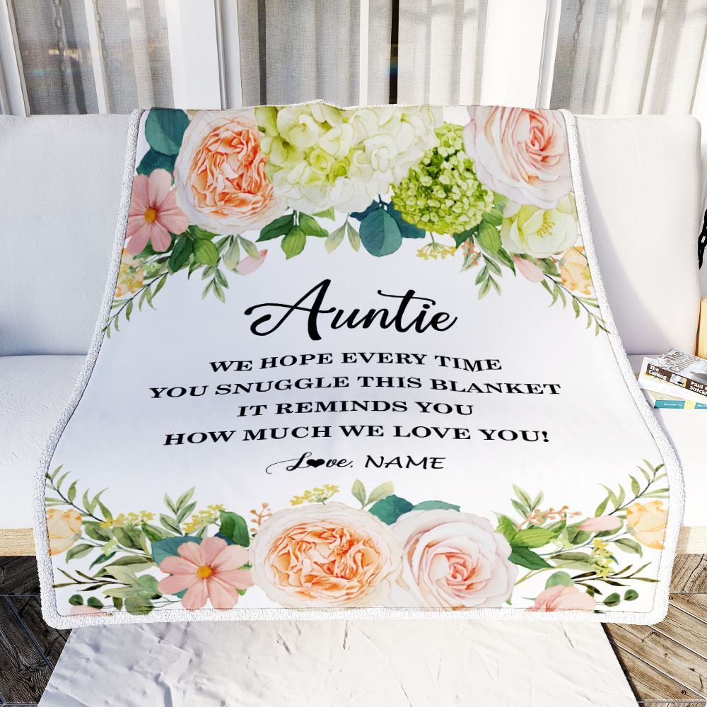Personalized To My Auntie Blanket From Niece Nephew How Much We Love You Flower, Mother's Day Blanket, Mothers Day Birthday Gifts For Mom
