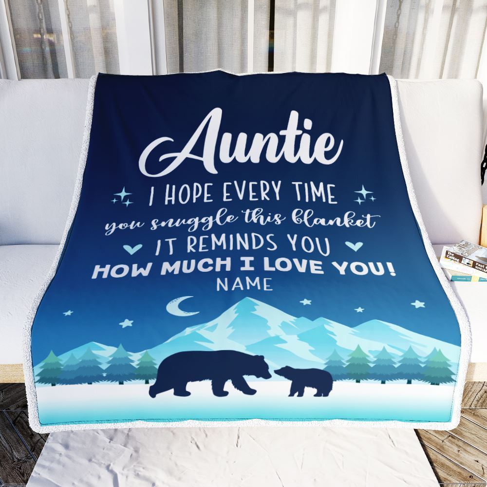 Personalized To My Auntie Blanket From Niece Nephew I Hope Every Time Bear, Mother's Day Blanket, Mothers Day Birthday Gifts For Mom