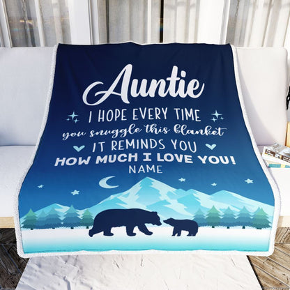 Personalized To My Auntie Blanket From Niece Nephew I Hope Every Time Bear, Mother's Day Blanket, Mothers Day Birthday Gifts For Mom
