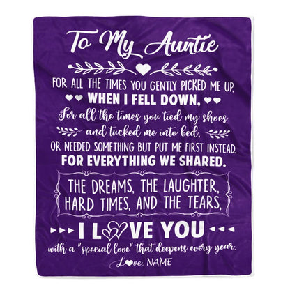 Personalized To My Auntie Blanket From Niece Nephew I Love You With A Special Love, Mother's Day Blanket, Mothers Day Birthday Gifts For Mom
