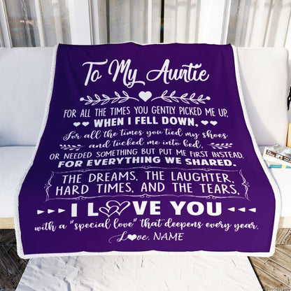 Personalized To My Auntie Blanket From Niece Nephew I Love You With A Special Love, Mother's Day Blanket, Mothers Day Birthday Gifts For Mom