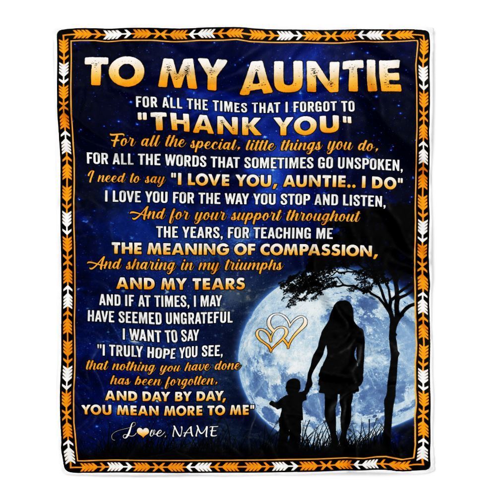 Personalized To My Auntie Blanket From Niece Nephew Thank You Grateful Love, Mother's Day Blanket, Mothers Day Birthday Gifts For Mom