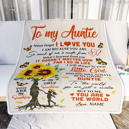 Personalized To My Auntie Blanket From Niece Sunflower Never Forget I Love You, Mother's Day Blanket, Mothers Day Birthday Gifts For Mom