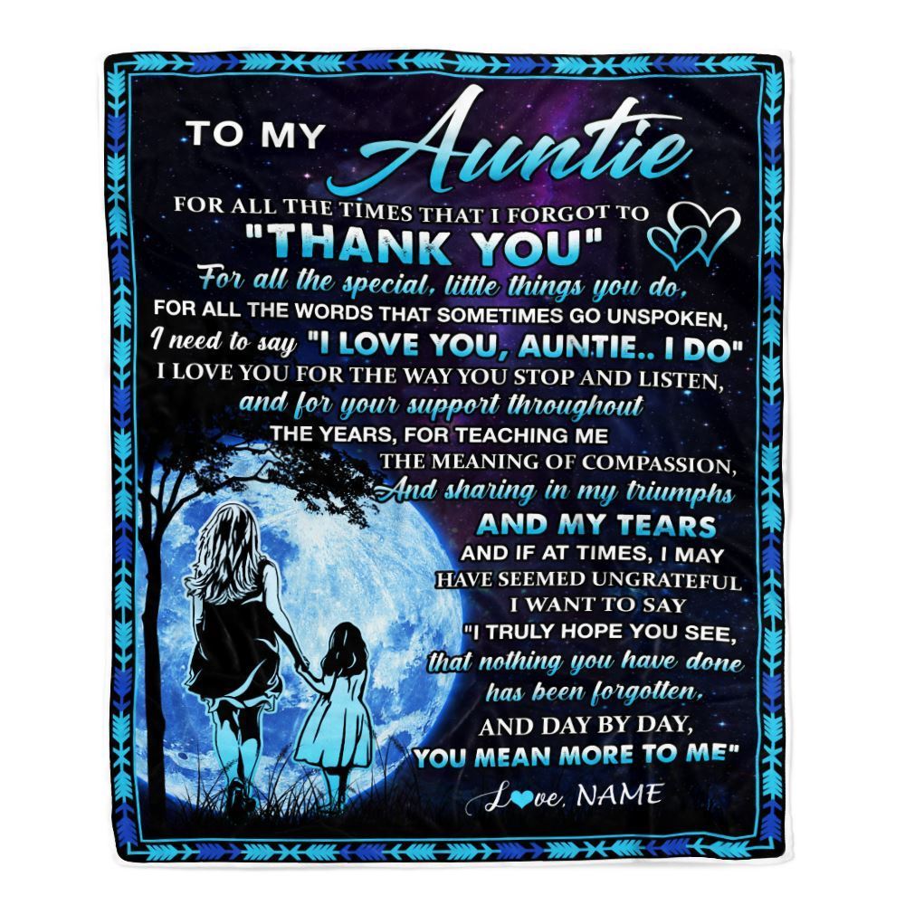 Personalized To My Auntie Blanket From Niece Thank You Day By Day, Mother's Day Blanket, Mothers Day Birthday Gifts For Mom
