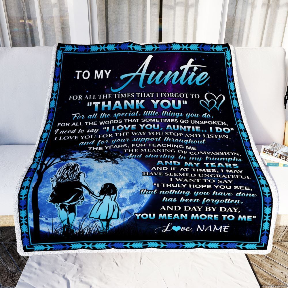 Personalized To My Auntie Blanket From Niece Thank You Day By Day, Mother's Day Blanket, Mothers Day Birthday Gifts For Mom