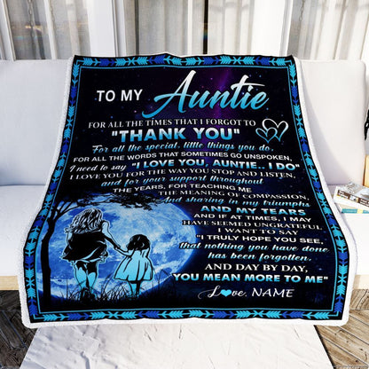 Personalized To My Auntie Blanket From Niece Thank You Day By Day, Mother's Day Blanket, Mothers Day Birthday Gifts For Mom