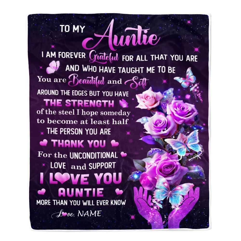 Personalized To My Auntie Blanket From Niece Thank You For Love Butterfly, Mother's Day Blanket, Mothers Day Birthday Gifts For Mom