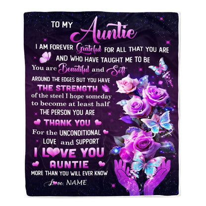 Personalized To My Auntie Blanket From Niece Thank You For Love Butterfly, Mother's Day Blanket, Mothers Day Birthday Gifts For Mom