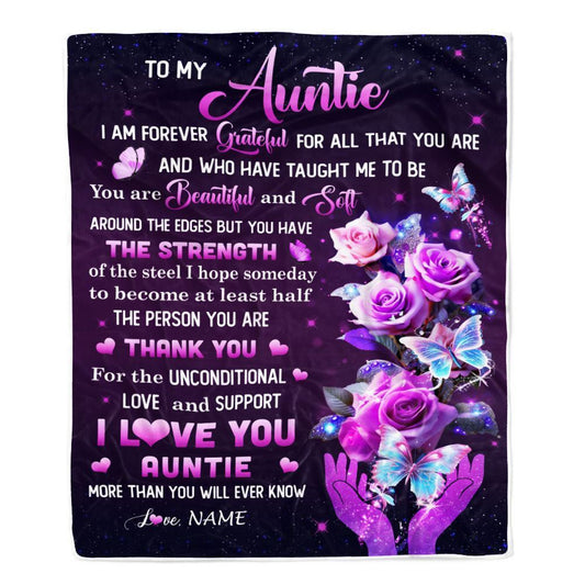 Personalized To My Auntie Blanket From Niece Thank You For Love Butterfly, Mother's Day Blanket, Mothers Day Birthday Gifts For Mom