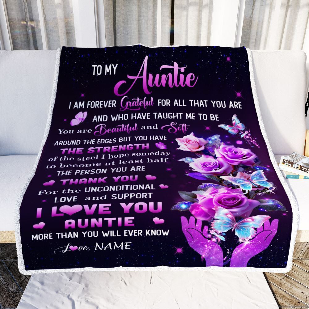 Personalized To My Auntie Blanket From Niece Thank You For Love Butterfly, Mother's Day Blanket, Mothers Day Birthday Gifts For Mom